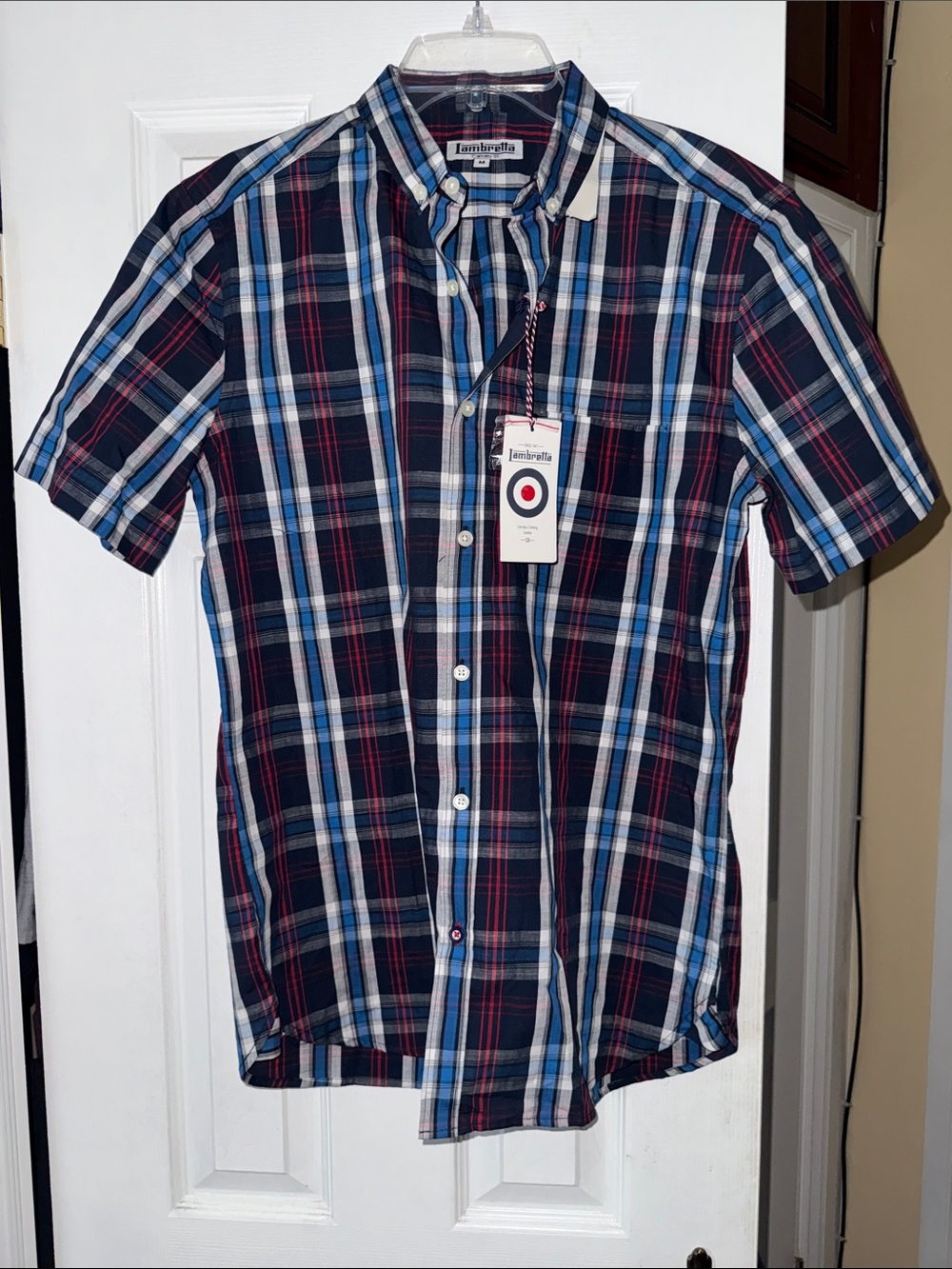 Lambretta Navy Plaid Short-Sleeve Button-Down Shirt